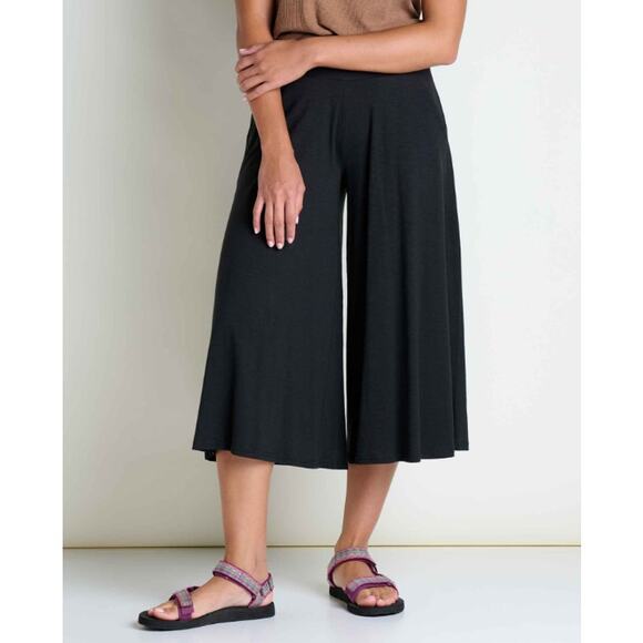 TOAD & CO. Women's Chaka Wide Leg Culotte Pants Medium Black Pull-On NWT - Picture 1 of 12